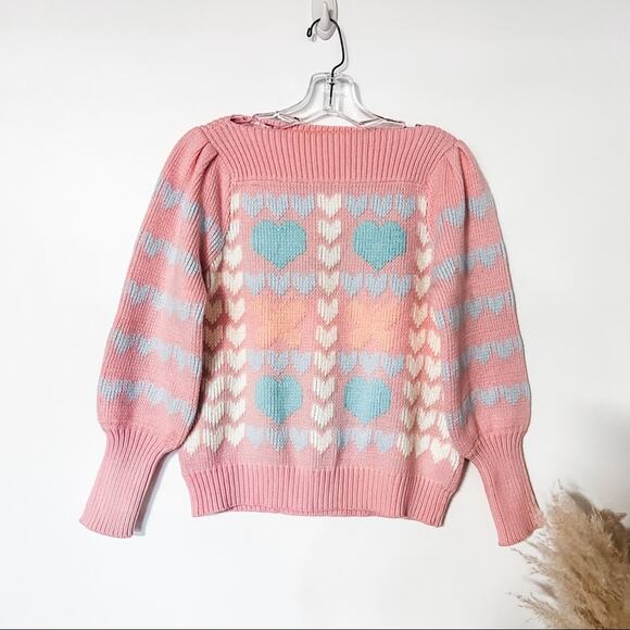LoveShackFancy Gizela Pullover Sweater Size M In Fairy Forest Multi Hearts Print - Picture 11 of 16